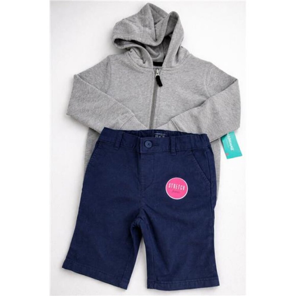 Boys Hooded Jacket & Bermuda Set Gray Blue Garanimals & Children's Place 4T